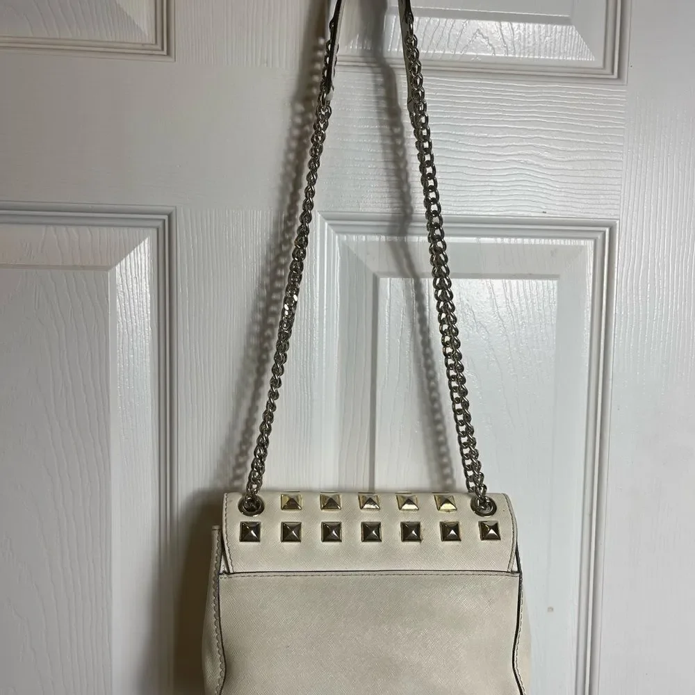 Michael Kors leather off white studded sloan shoulder bag gold tone Hard…